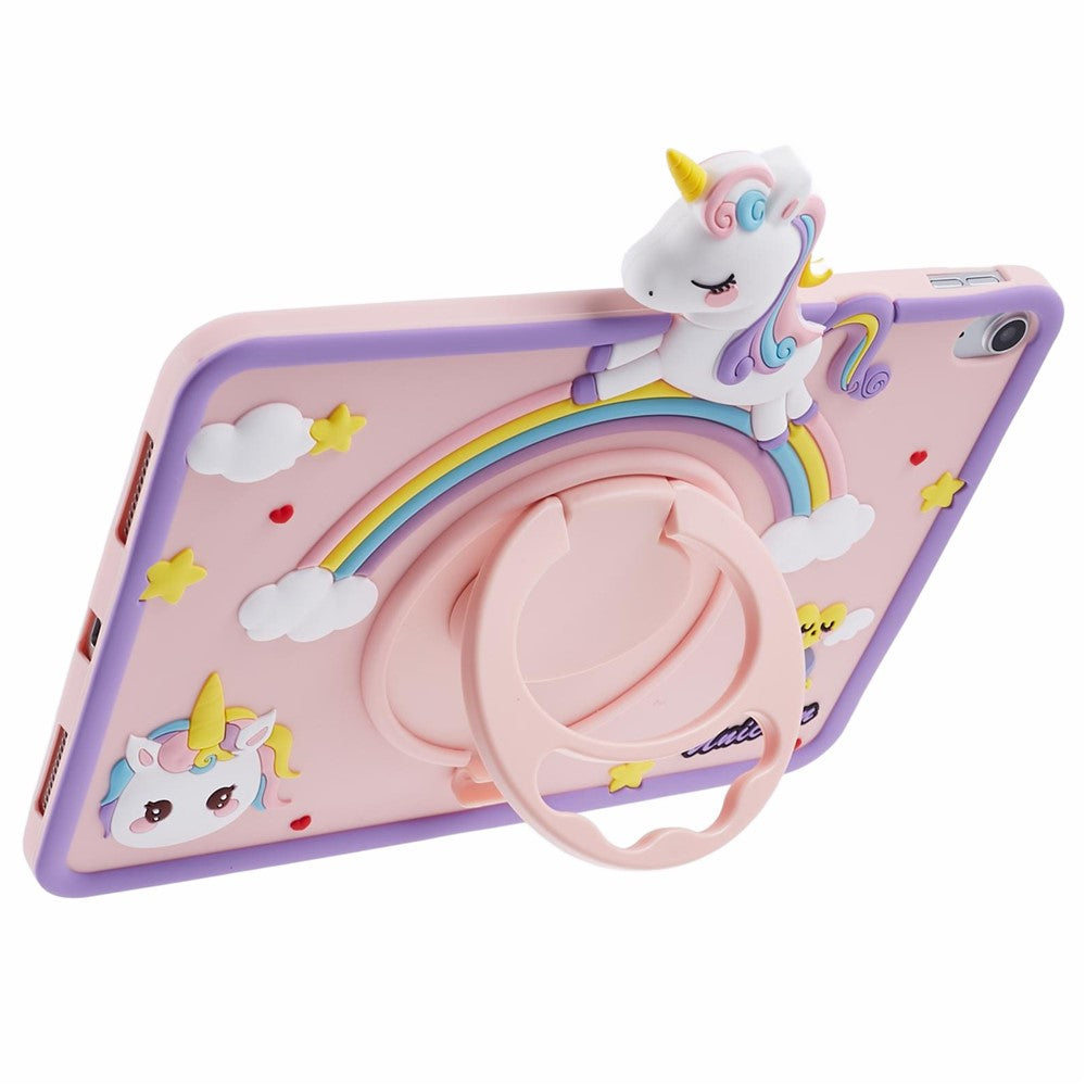 For iPad (2025) / 10.9 (2022) Silicone Case Rotation Kickstand Cute Horse Tablet Cover