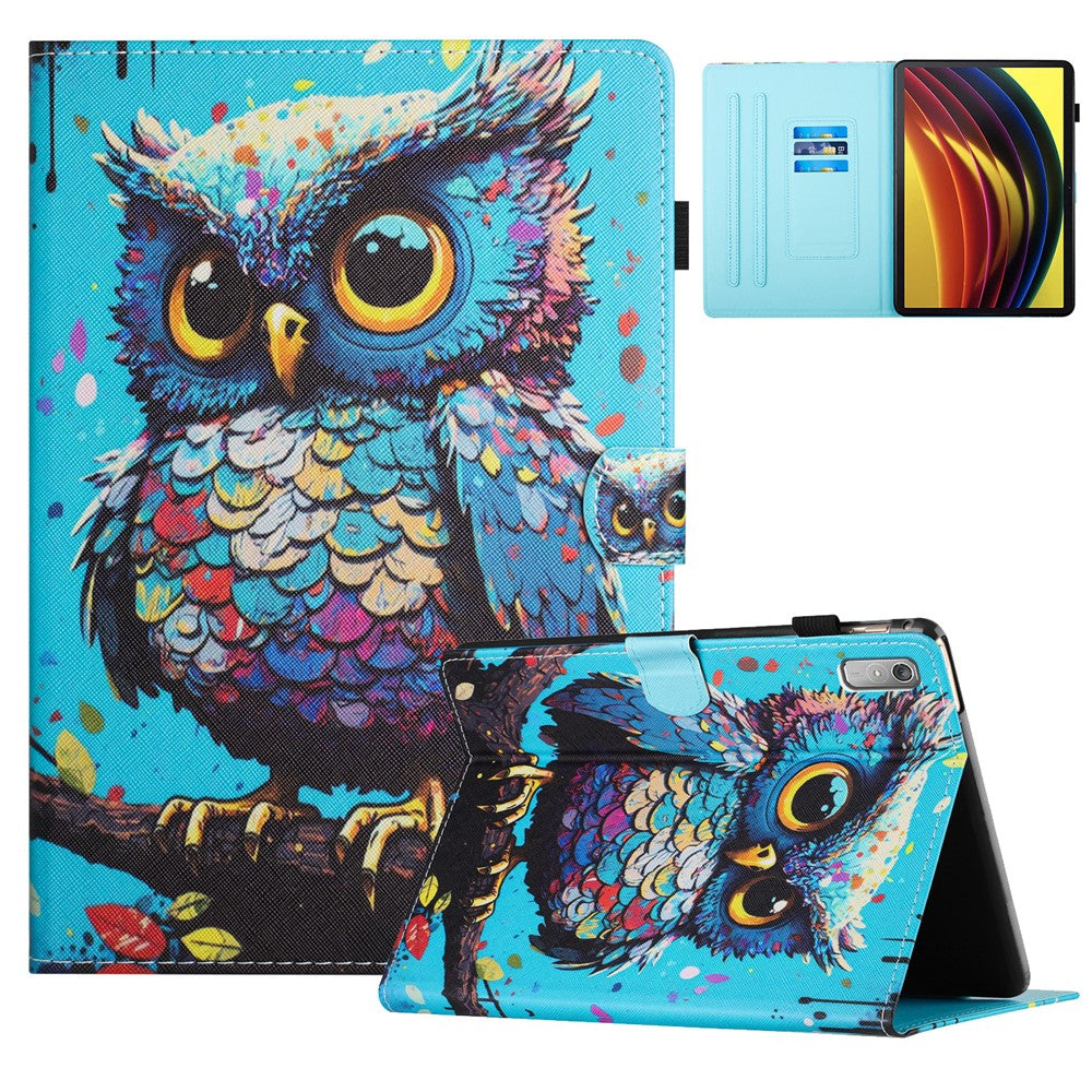 For Lenovo Tab P11 Gen 2 TB-350 Case Pattern Printing Leather Card Holder Tablet Cover