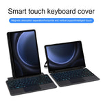 Til Samsung Galaxy Tab S10 FE / S9 FE / S9 læderetui + Bluetooth-kompatibelt tastatur med baggrundsbelysning og trackpad