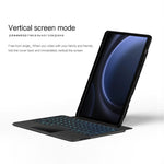 Til Samsung Galaxy Tab S10 FE / S9 FE / S9 læderetui + Bluetooth-kompatibelt tastatur med baggrundsbelysning og trackpad