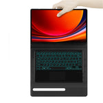 Til Samsung Galaxy Tab S10 Ultra / S9 Ultra / S8 Ultra tastatur med baggrundsbelysning og touchpad, Bluetooth-kompatibelt tastatur med penneholder i læder til tablet