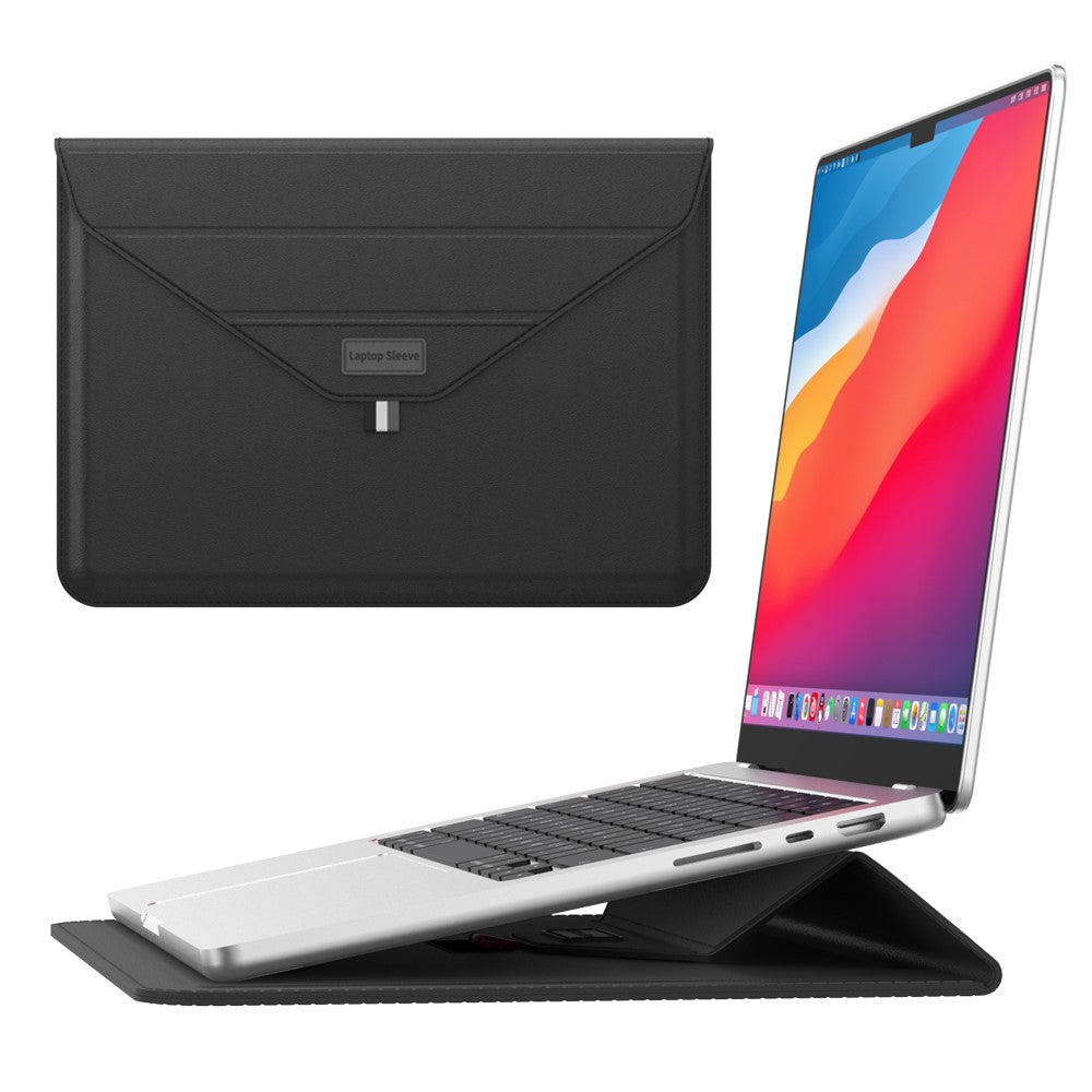 15 Inch Laptop Sleeve Case with Stand Feature PU Leather Storage Bag Slim Envelope