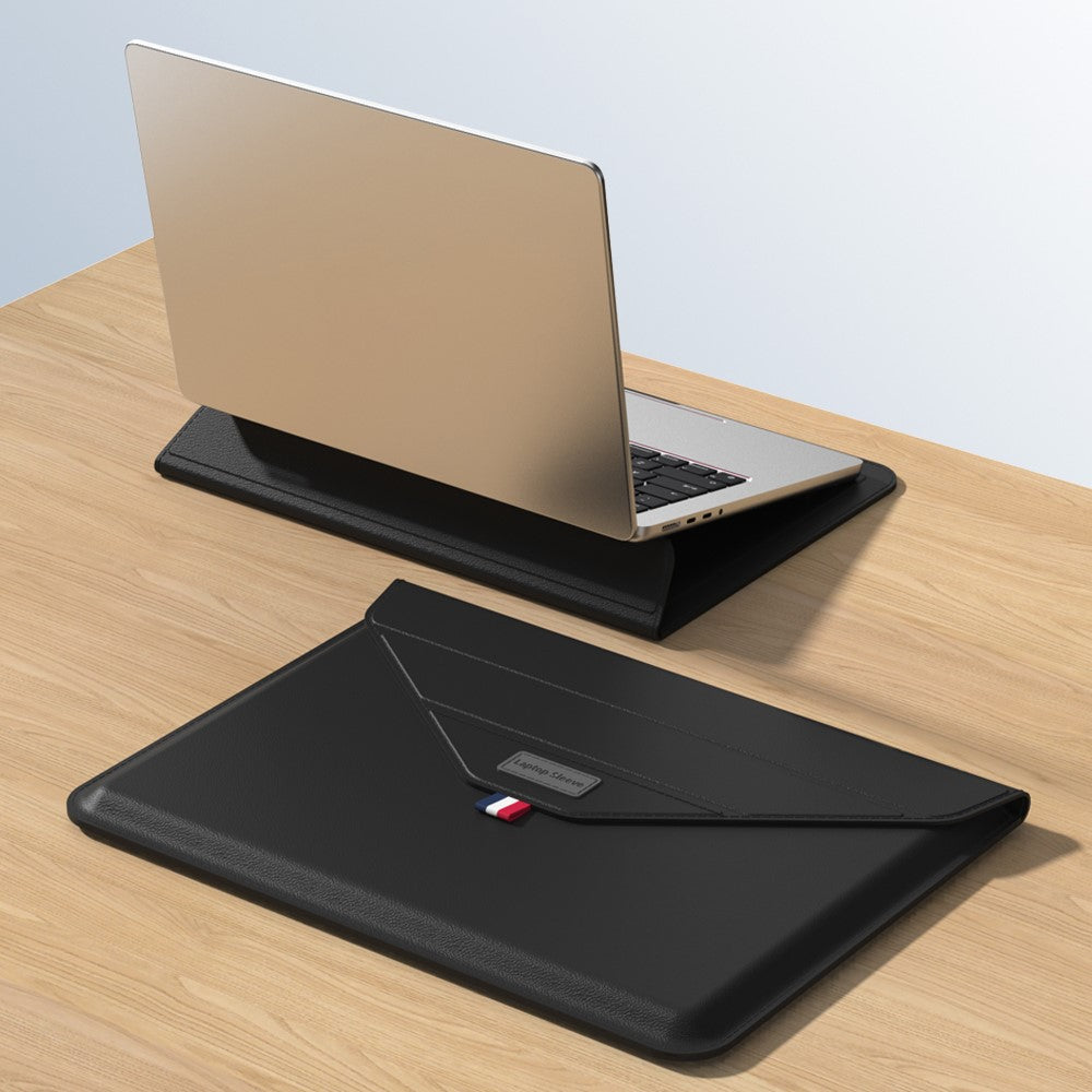 15 Inch Laptop Sleeve Case with Stand Feature PU Leather Storage Bag Slim Envelope