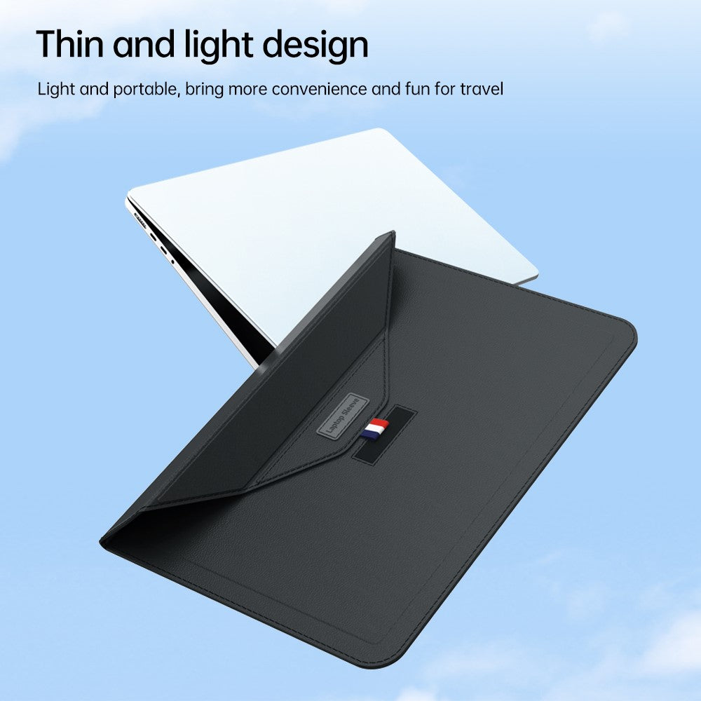 15 Inch Laptop Sleeve Case with Stand Feature PU Leather Storage Bag Slim Envelope