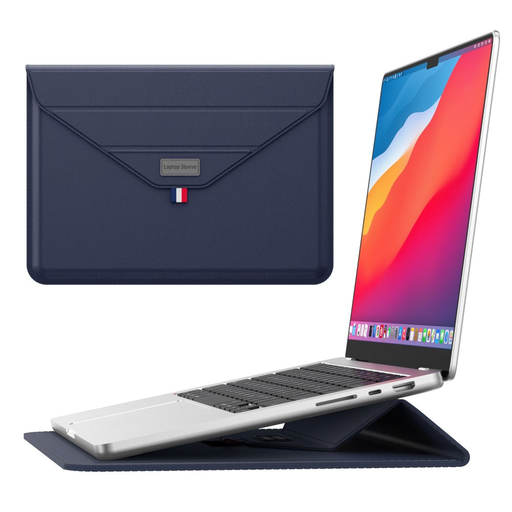 15 Inch Laptop Sleeve Case with Stand Feature PU Leather Storage Bag Slim Envelope
