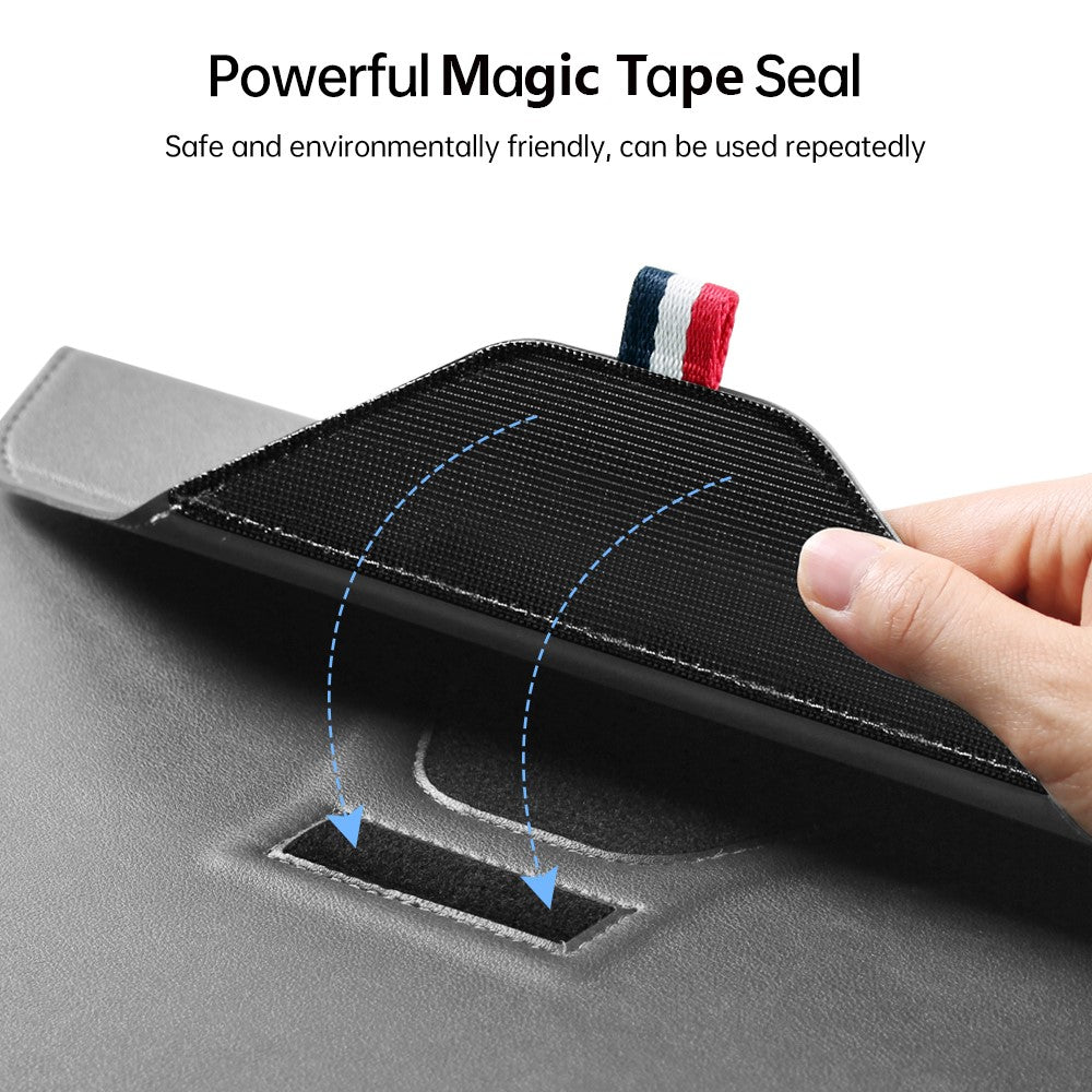 13-14 Inch Padded Laptop Bag Stand PU Leather Envelope Laptop Case Carrying Sleeve Bag