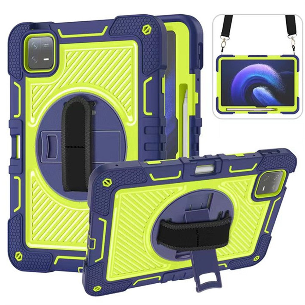 For Xiaomi Pad 6 / Pad 6 Pro Kickstand Cover Shock Absorbent Silicone+PC Tablet Case with Shoulder Strap
