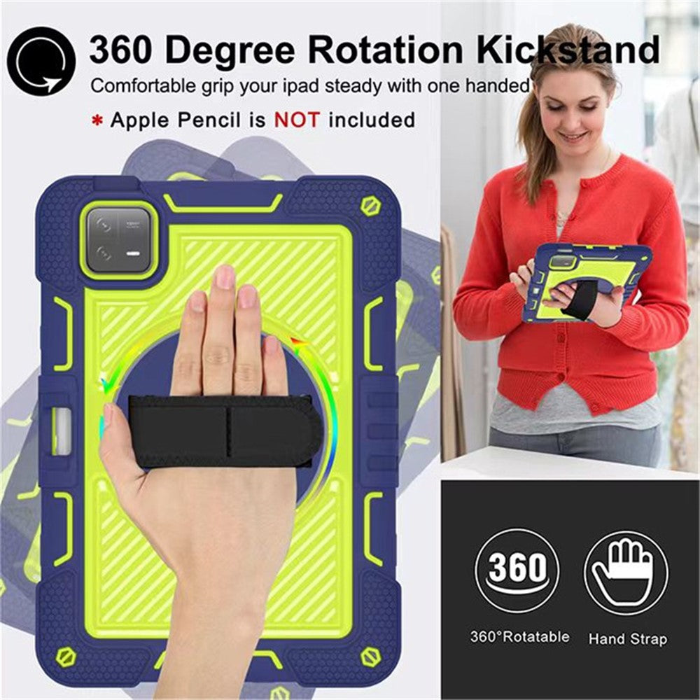 For Xiaomi Pad 6 / Pad 6 Pro Kickstand Cover Shock Absorbent Silicone+PC Tablet Case with Shoulder Strap