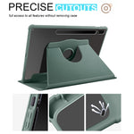 For Samsung Galaxy Tab S9+ PU Leather Acrylic Tablet Case 360-Degree Rotating Stand Anti-scratch Cover