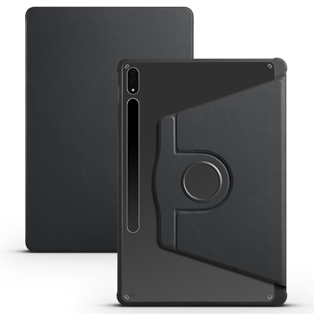 Til Samsung Galaxy Tab S8+ PU-læder+akryl tabletcover, roterende støttefod