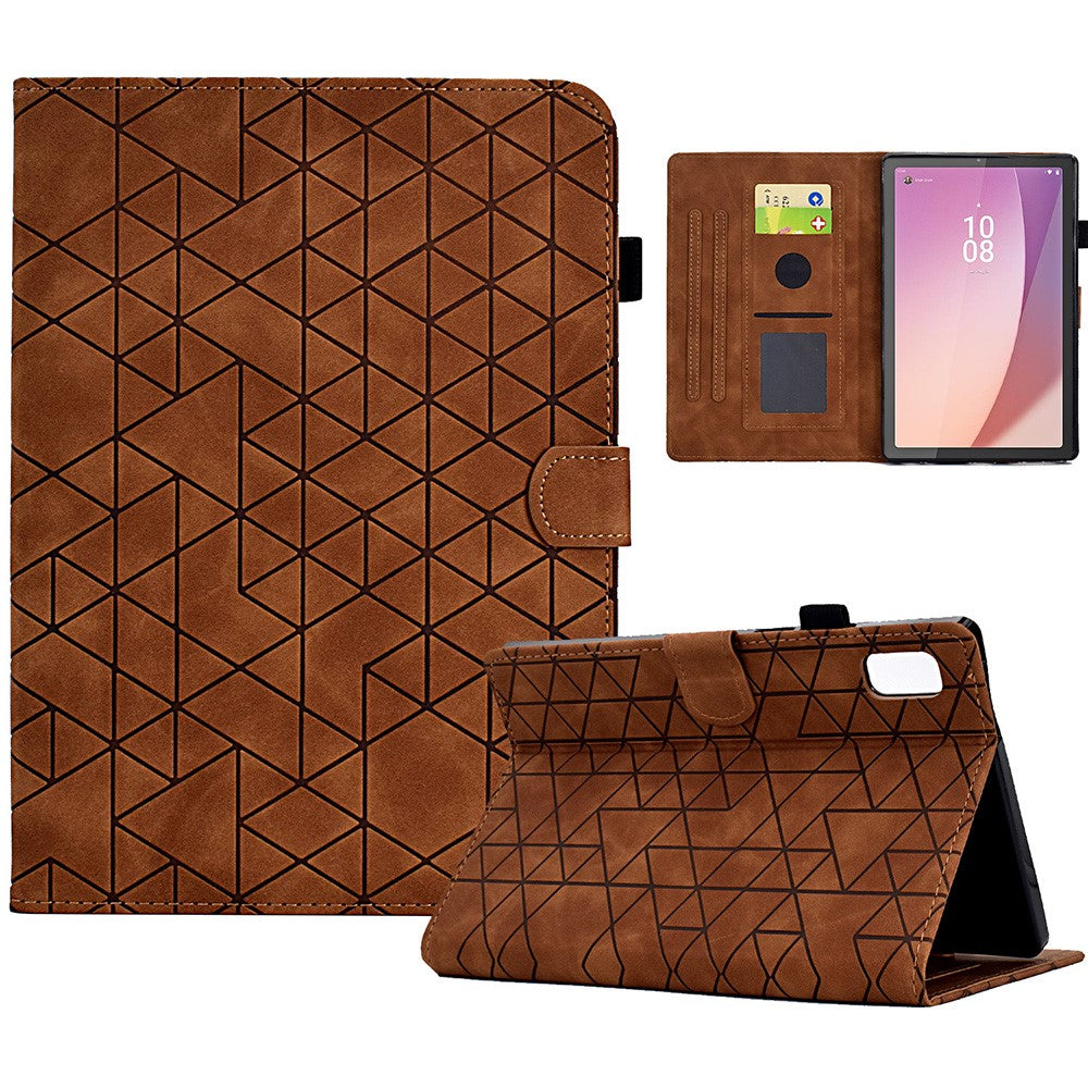 For Lenovo Tab M9 TB-310FU Case Rhombus Imprinted Stand Leather Tablet Cover