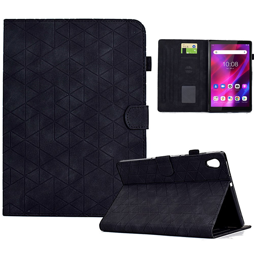 For Lenovo Tab M10 HD Gen 2 X306X Cover Stand Rhombus Imprinted Leather Tablet Case