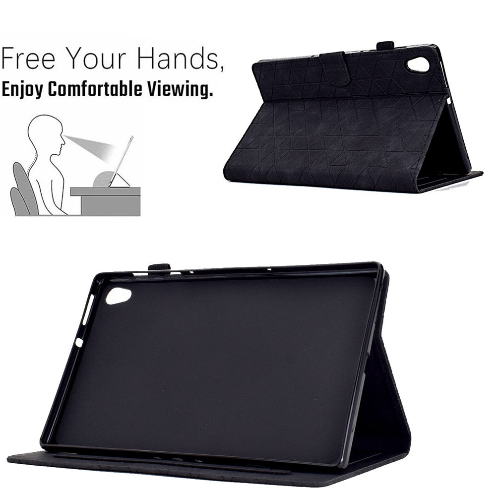 For Lenovo Tab M10 HD Gen 2 X306X Cover Stand Rhombus Imprinted Leather Tablet Case