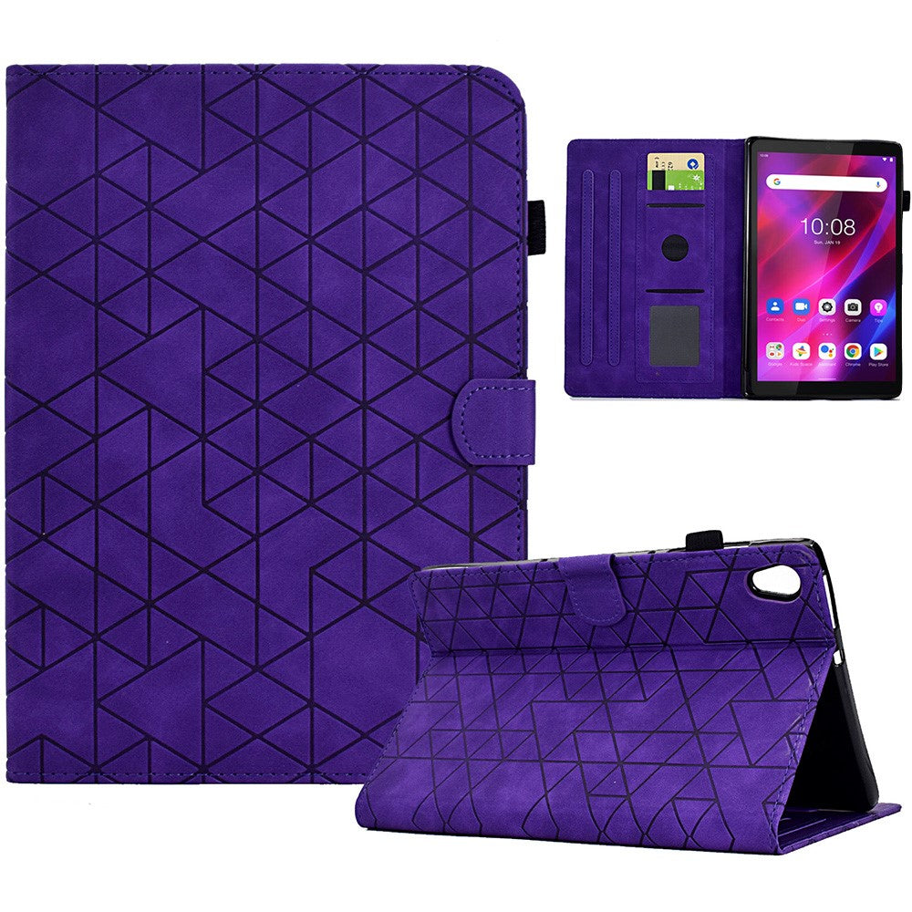 For Lenovo Tab M10 HD Gen 2 X306X Cover Stand Rhombus Imprinted Leather Tablet Case