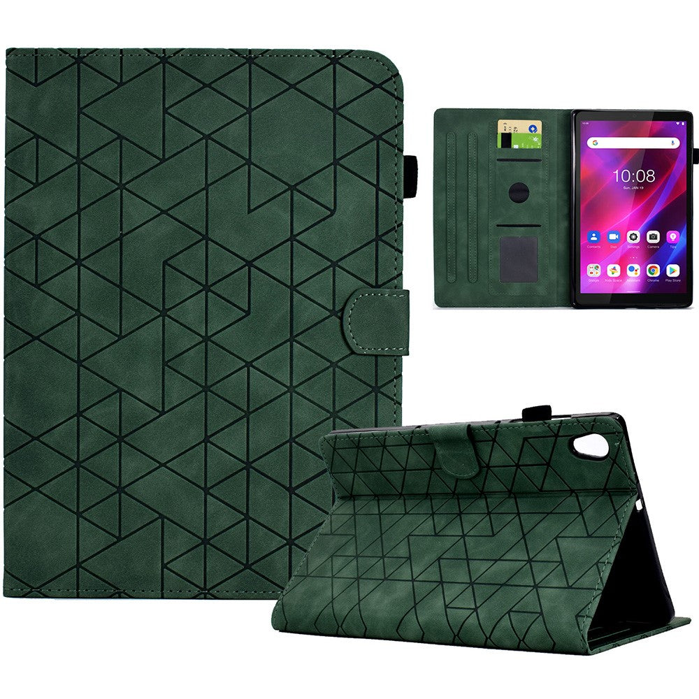 For Lenovo Tab M10 HD Gen 2 X306X Cover Stand Rhombus Imprinted Leather Tablet Case