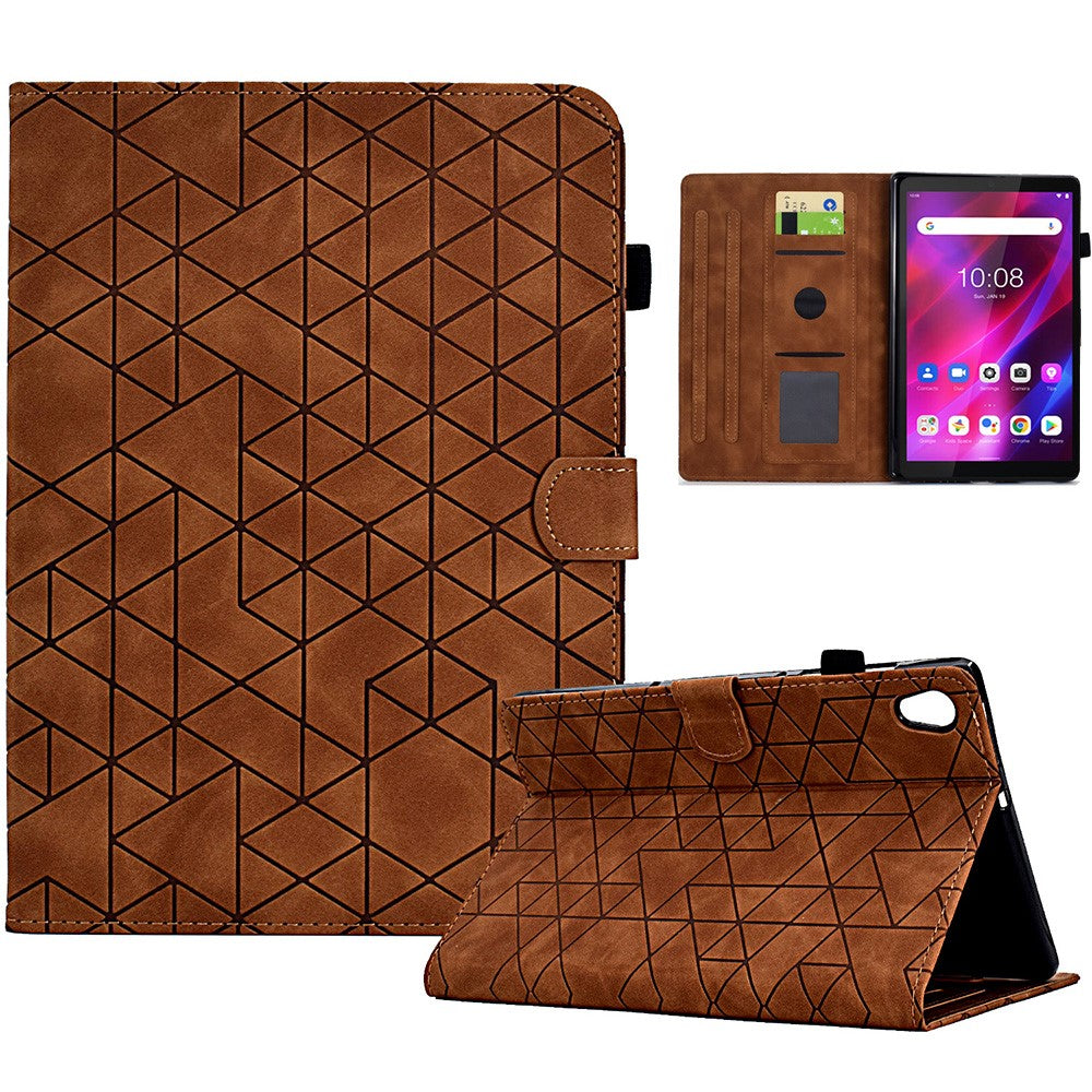 For Lenovo Tab M10 HD Gen 2 X306X Cover Stand Rhombus Imprinted Leather Tablet Case