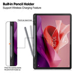 For Lenovo Tab P12 Stand Protective Cover PU Leather Wallet Tablet Case with Pencil Holder