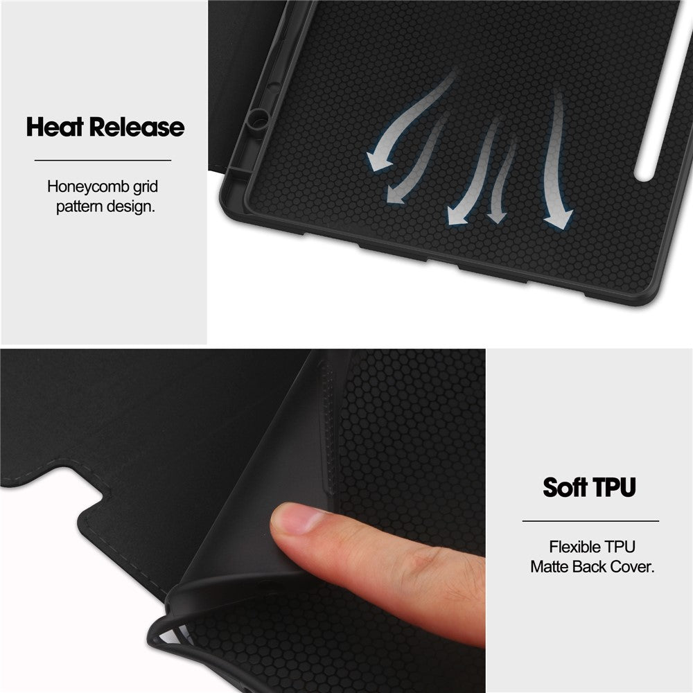 For Lenovo Tab P12 Stand Protective Cover PU Leather Wallet Tablet Case with Pencil Holder