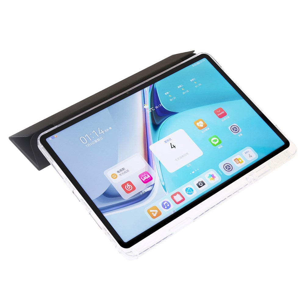 For Huawei MatePad 11 (2021) / (2023) Case Leather+TPU+Clear Acrylic Tri-fold Stand Cover