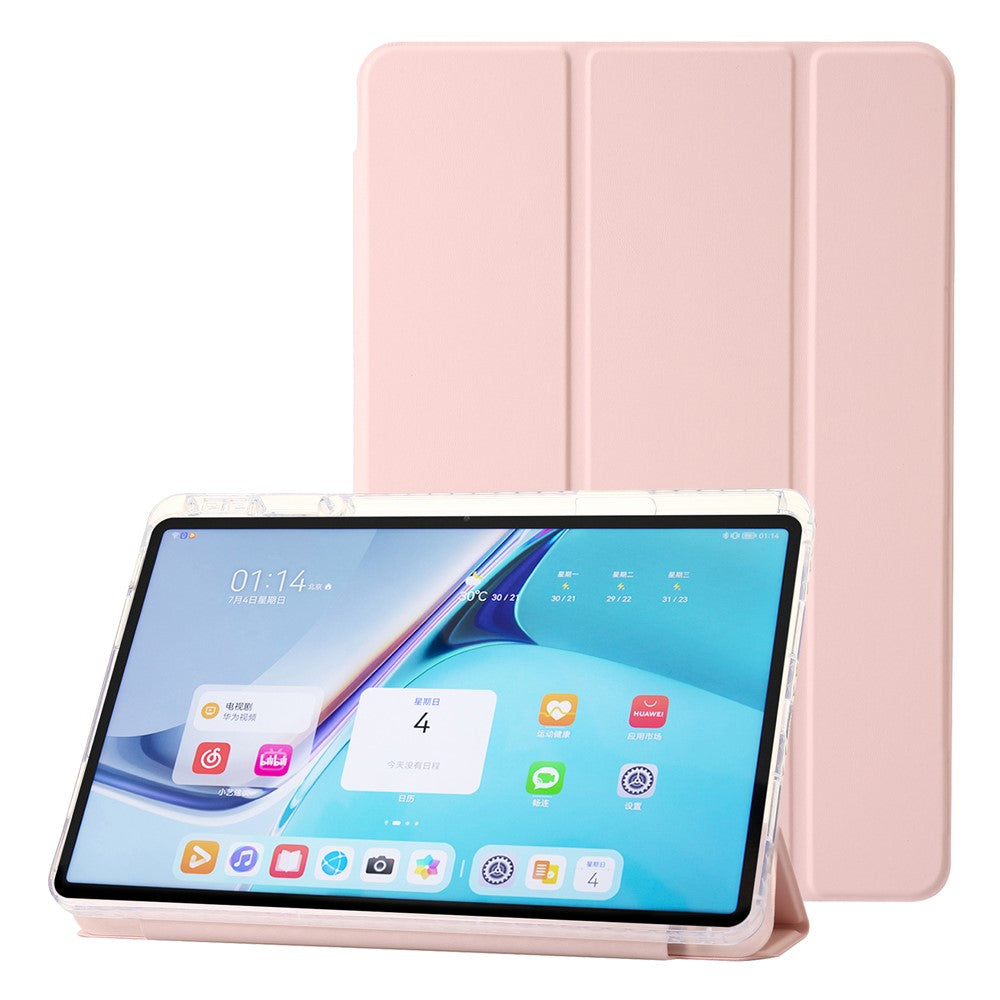 For Huawei MatePad 11 (2021) / (2023) Case Leather+TPU+Clear Acrylic Tri-fold Stand Cover