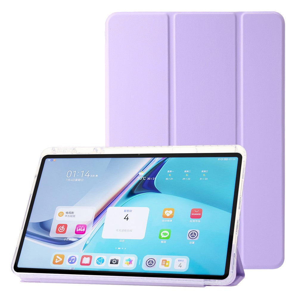 For Huawei MatePad 11 (2021) / (2023) Case Leather+TPU+Clear Acrylic Tri-fold Stand Cover