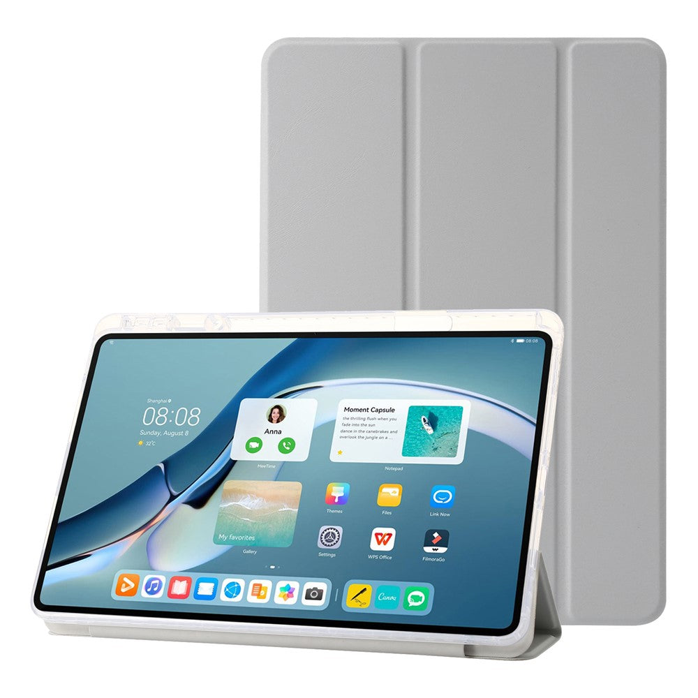 For Huawei MatePad 11 (2021) / (2023) Case Leather+TPU+Clear Acrylic Tri-fold Stand Cover
