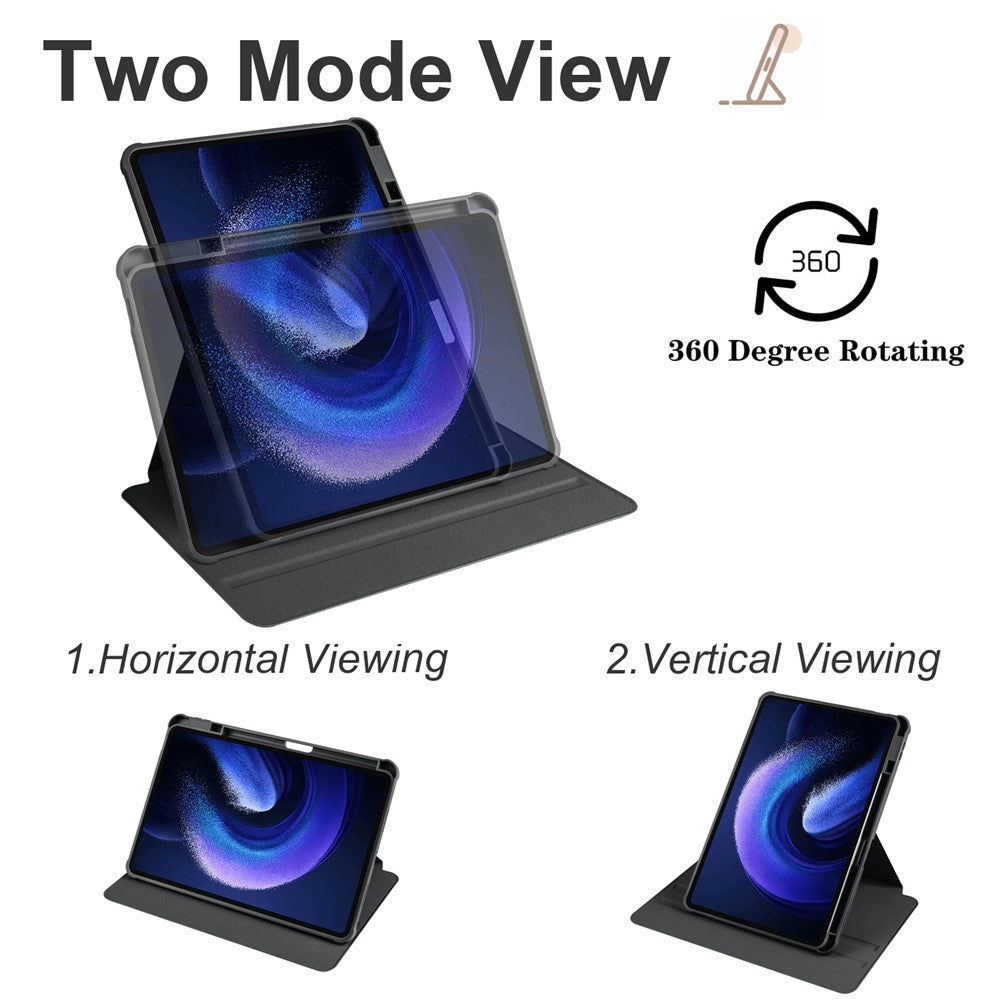 For Xiaomi Pad 6 / Pad 6 Pro Case Leather+Acrylic Tablet Cover with Rotary Stand