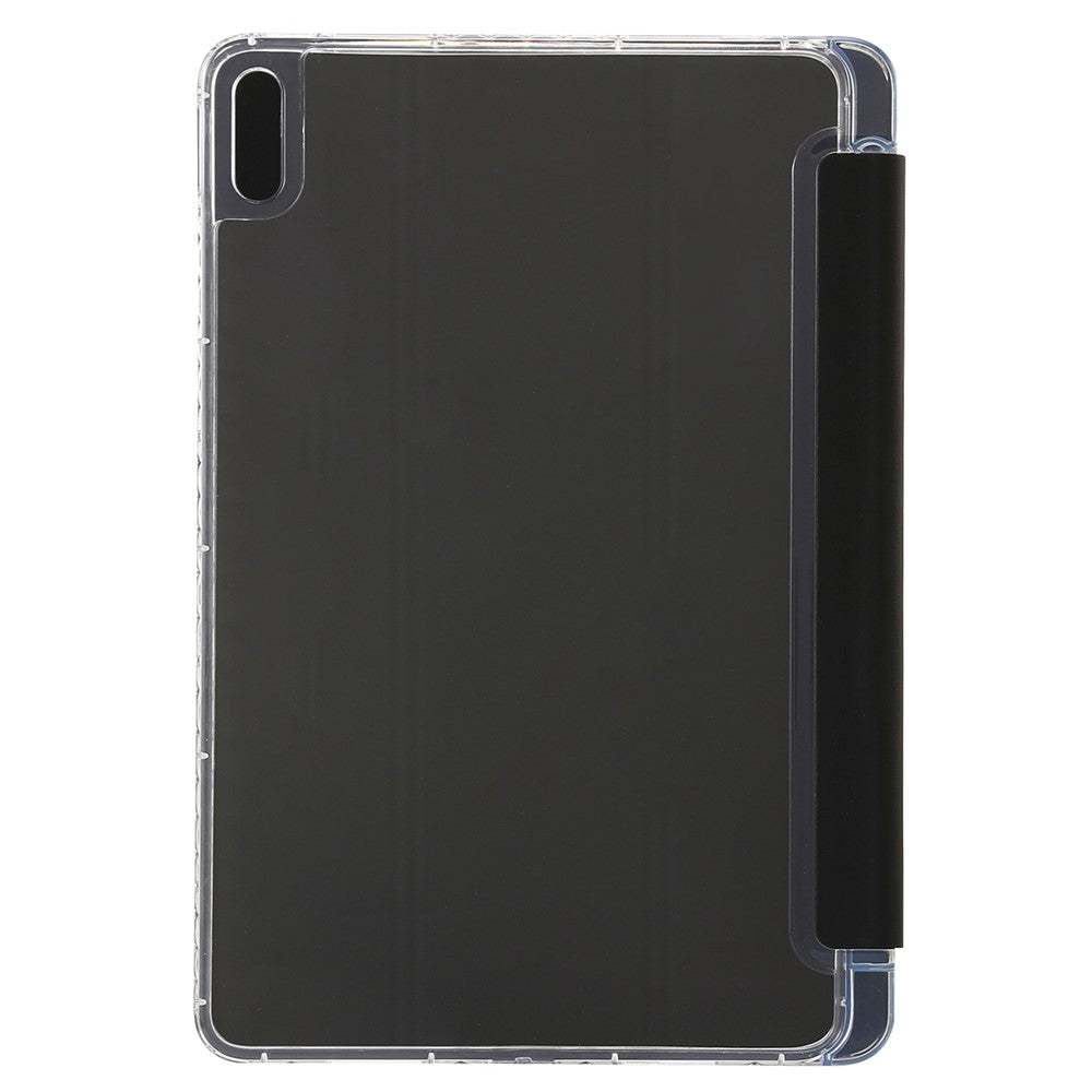 For Huawei MatePad Pro 10.8 (2021) Case Tri-fold Stand Leather+TPU+Acrylic Clear Back Cover