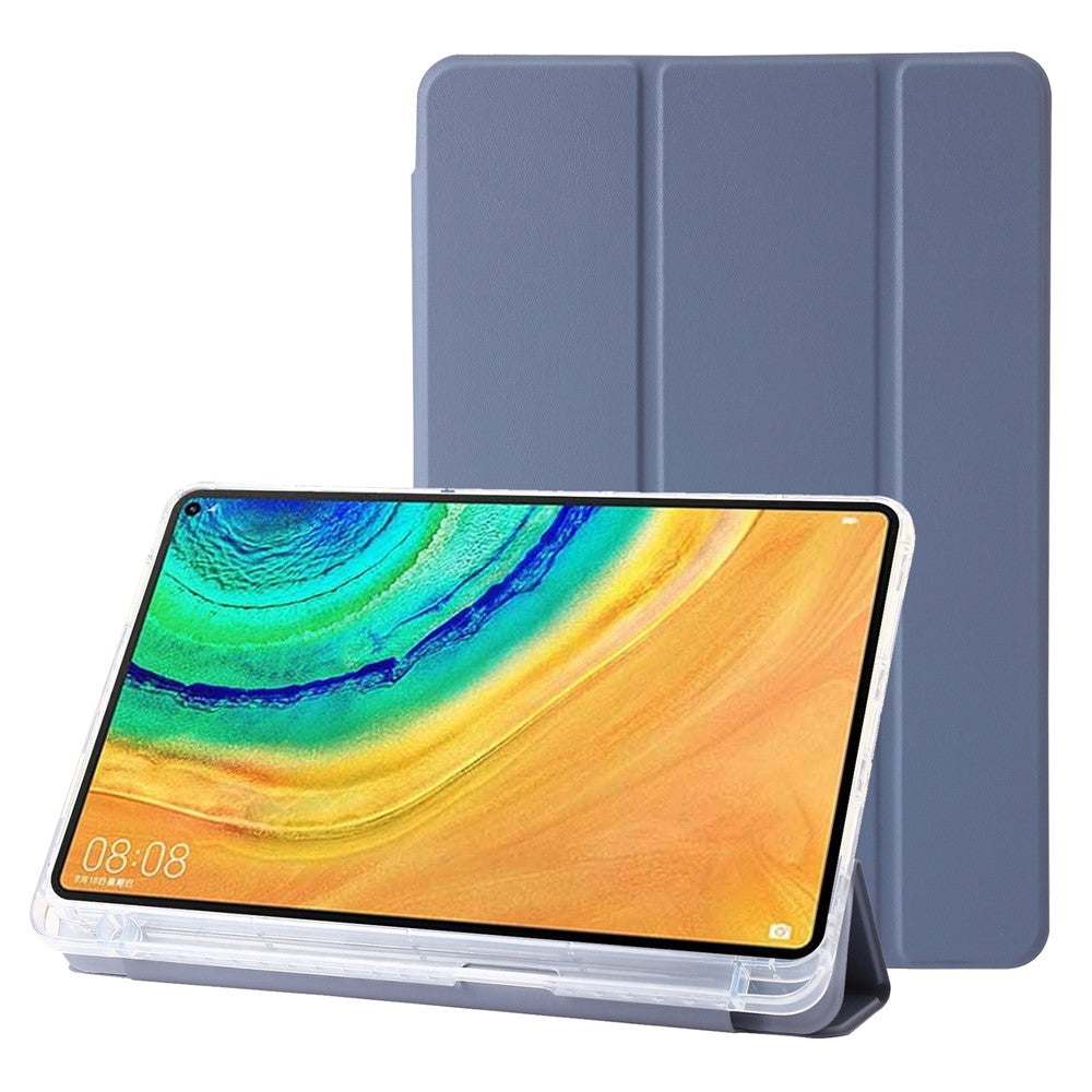 For Huawei MatePad Pro 10.8 (2021) Case Tri-fold Stand Leather+TPU+Acrylic Clear Back Cover