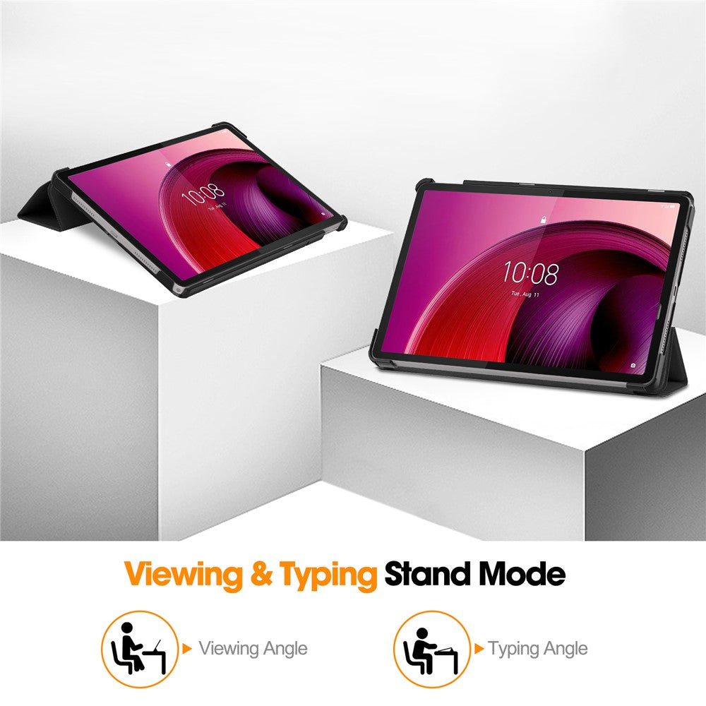 For Lenovo Tab M11 / Xiaoxin Pad 11 2024 Case Tri-fold Stand PU Leather+PC Tablet Cover