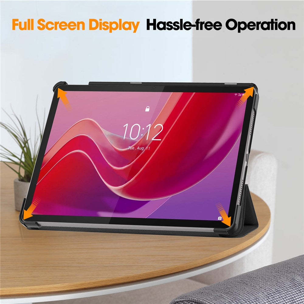 For Lenovo Tab M11 / Xiaoxin Pad 11 2024 Case Tri-fold Stand PU Leather+PC Tablet Cover