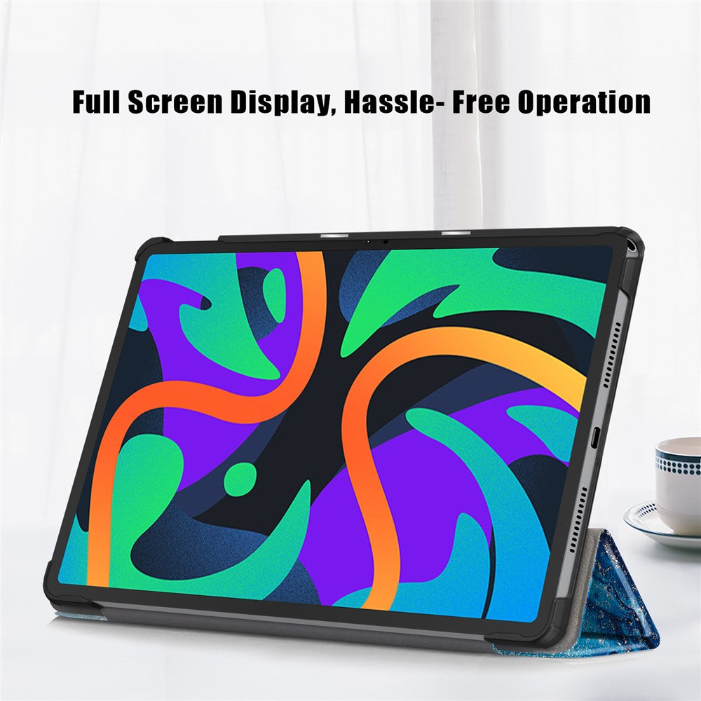 For Lenovo Tab M11 / Xiaoxin Pad 11 2024 Trifold Stand Cover Pattern PU Leather Auto Sleep Wake Tablet Case