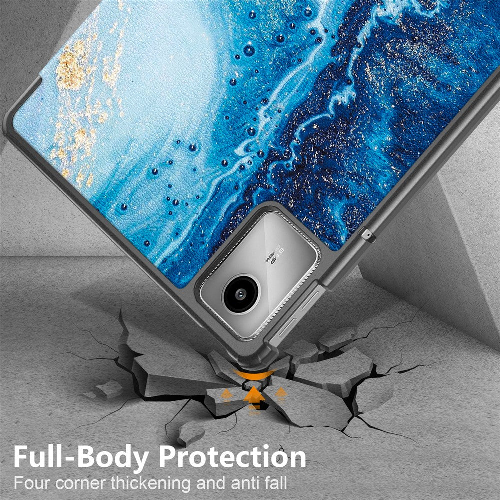 For Lenovo Tab M11 / Xiaoxin Pad 11 2024 Trifold Stand Cover Pattern PU Leather Auto Sleep Wake Tablet Case