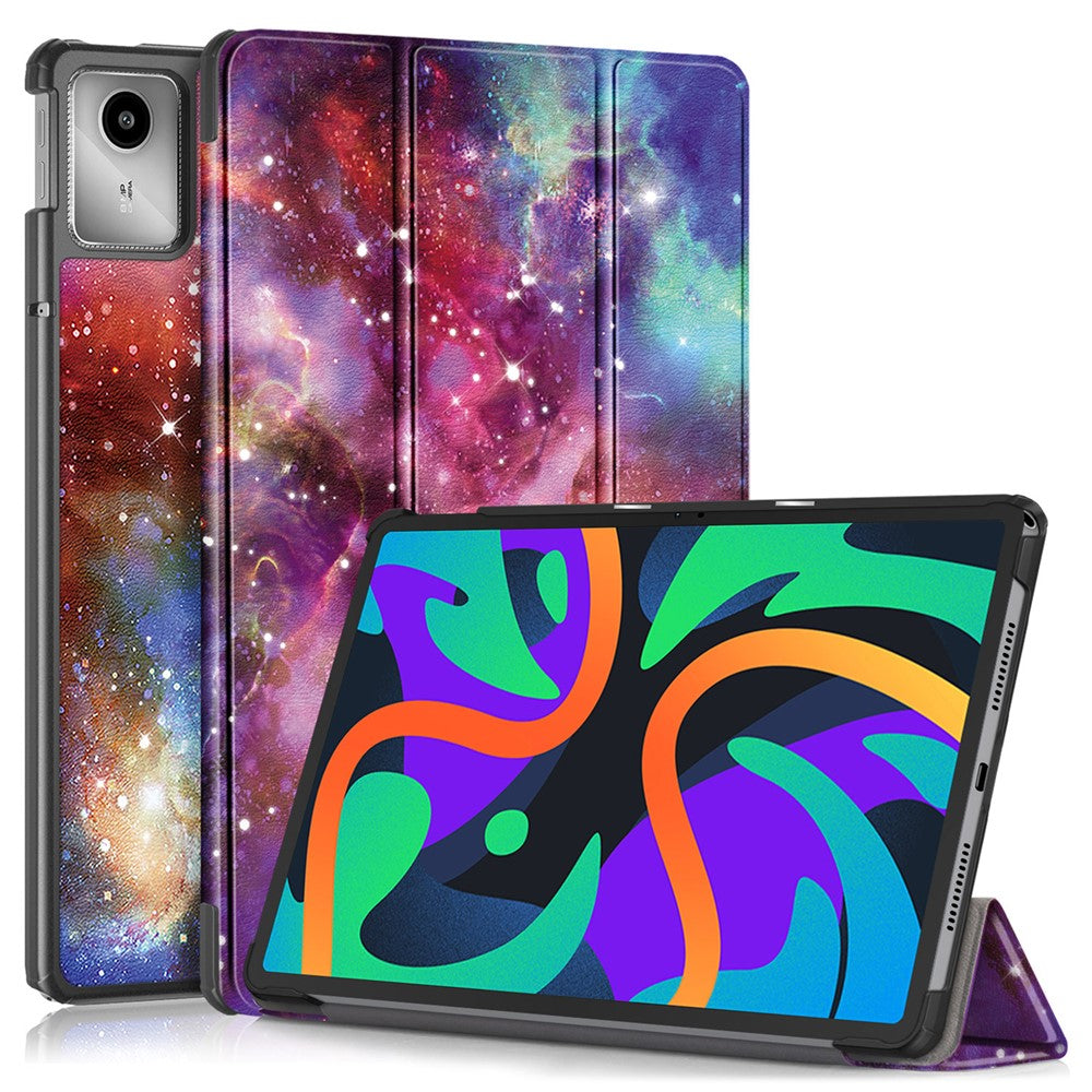 For Lenovo Tab M11 / Xiaoxin Pad 11 2024 Trifold Stand Cover Pattern PU Leather Auto Sleep Wake Tablet Case