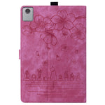 For Lenovo Tab M11 / Xiaoxin Pad 11 2024 Tablet Case Flower Cat Imprint Folio PU Leather Cover