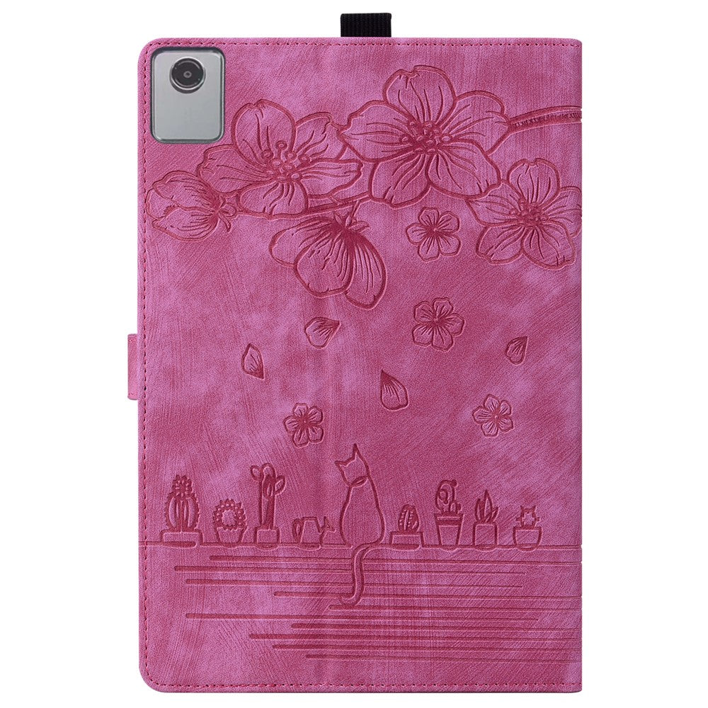For Lenovo Tab M11 / Xiaoxin Pad 11 2024 Tablet Case Flower Cat Imprint Folio PU Leather Cover