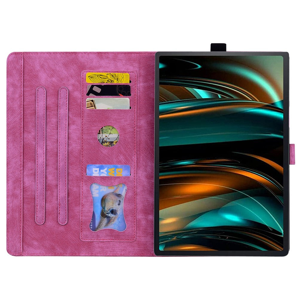 For Lenovo Tab M11 / Xiaoxin Pad 11 2024 Tablet Case Flower Cat Imprint Folio PU Leather Cover