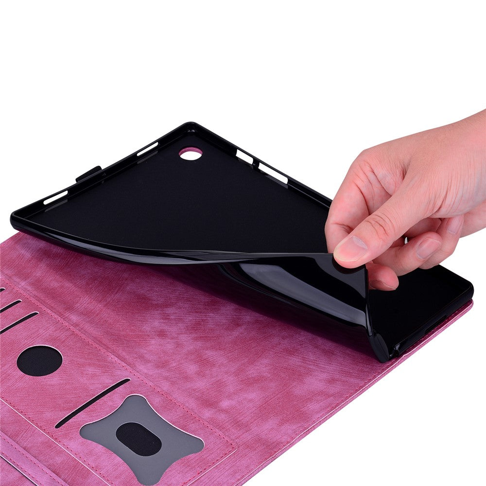 For Lenovo Tab M11 / Xiaoxin Pad 11 2024 Tablet Case Flower Cat Imprint Folio PU Leather Cover