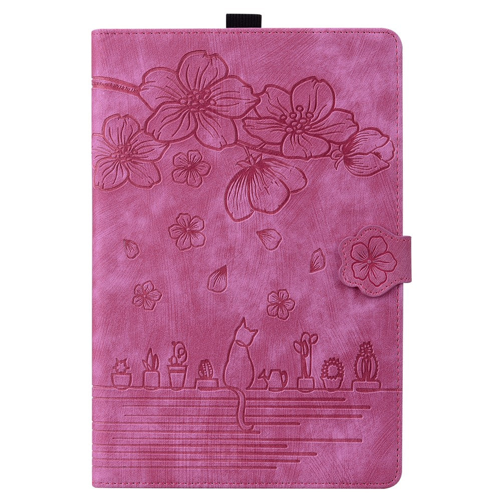 For Lenovo Tab M11 / Xiaoxin Pad 11 2024 Tablet Case Flower Cat Imprint Folio PU Leather Cover