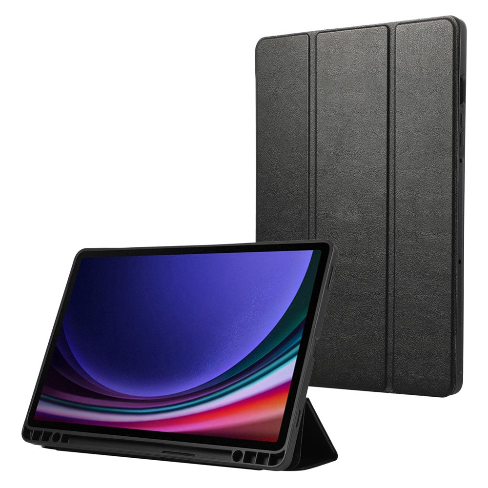 Til Samsung Galaxy Tab S9 / S10 Lite / S10 FE / S9 FE Tablet Cover Tredobbelt Stativ Ensfarvet Stødsikkert PU-omslag med Penneholder