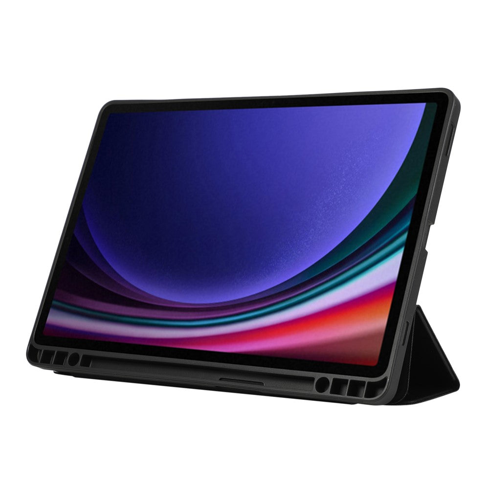 Til Samsung Galaxy Tab S9 / S10 Lite / S10 FE / S9 FE Tablet Cover Tredobbelt Stativ Ensfarvet Stødsikkert PU-omslag med Penneholder