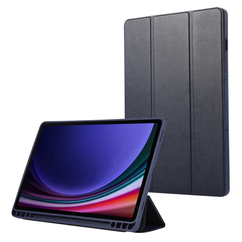 Til Samsung Galaxy Tab S9 / S10 Lite / S10 FE / S9 FE Tablet Cover Tredobbelt Stativ Ensfarvet Stødsikkert PU-omslag med Penneholder