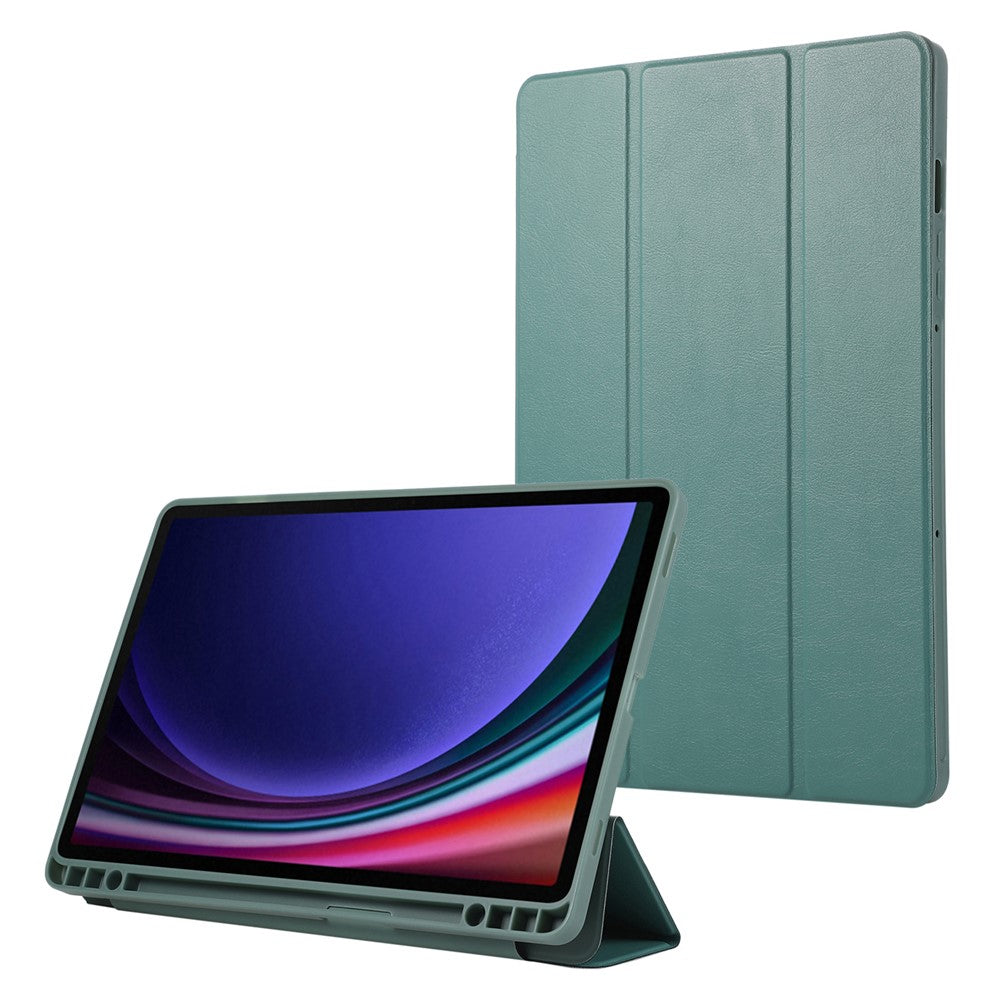Til Samsung Galaxy Tab S9 / S10 Lite / S10 FE / S9 FE Tablet Cover Tredobbelt Stativ Ensfarvet Stødsikkert PU-omslag med Penneholder