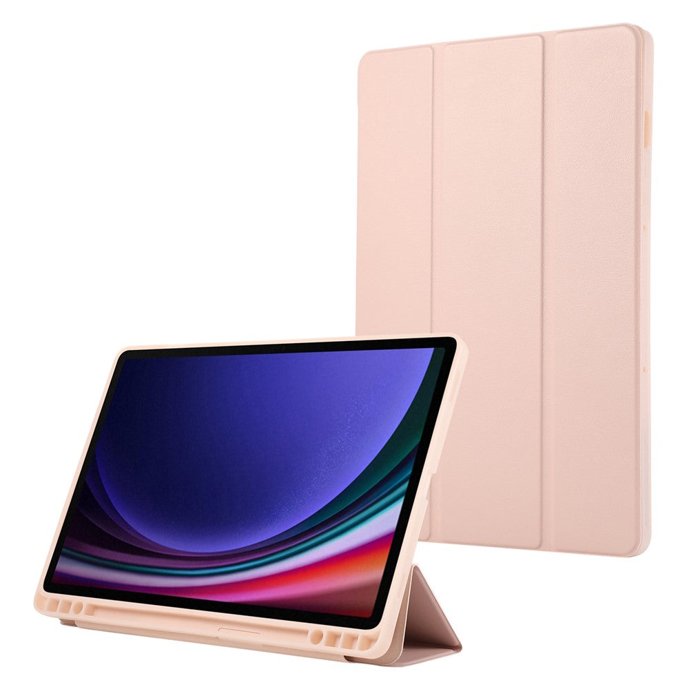 Til Samsung Galaxy Tab S9 / S10 Lite / S10 FE / S9 FE Tablet Cover Tredobbelt Stativ Ensfarvet Stødsikkert PU-omslag med Penneholder