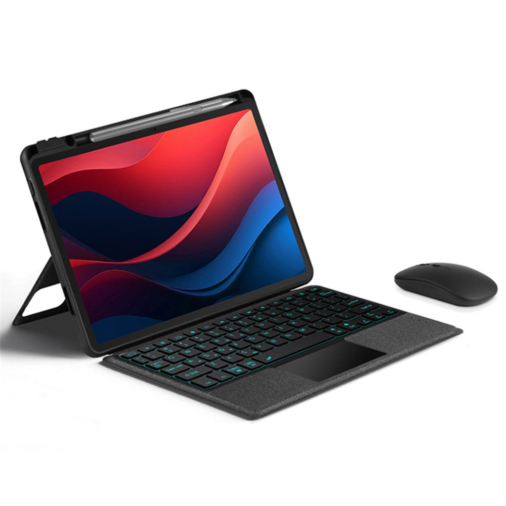 For Lenovo Tab M11 / Xiaoxin Pad 11 2024 Leather Case + Bluetooth-compatible Keyboard with Backlight Trackpad
