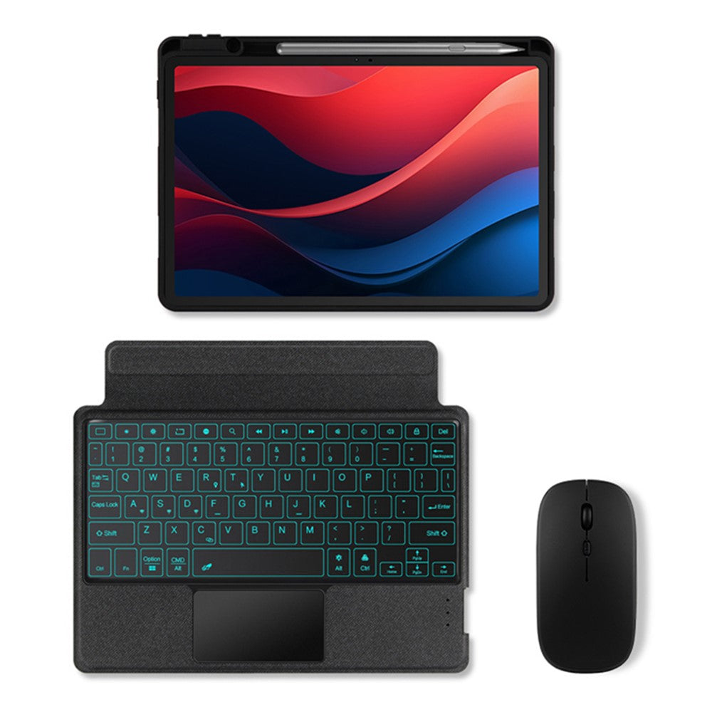 For Lenovo Tab M11 / Xiaoxin Pad 11 2024 Leather Case + Bluetooth-compatible Keyboard with Backlight Trackpad