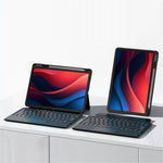 For Lenovo Tab M11 / Xiaoxin Pad 11 2024 Leather Case + Bluetooth-compatible Keyboard with Backlight Trackpad