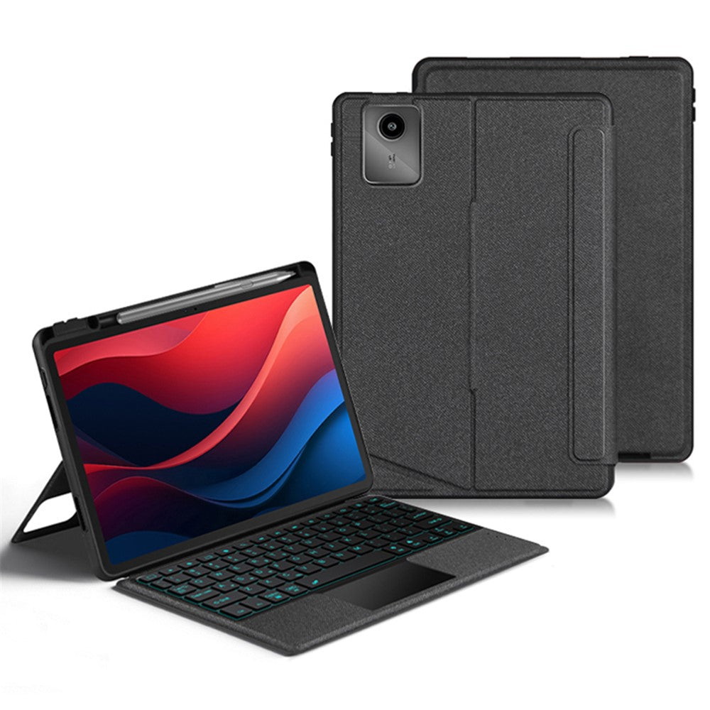 For Lenovo Tab M11 / Xiaoxin Pad 11 2024 Leather Case + Bluetooth-compatible Keyboard with Backlight Trackpad