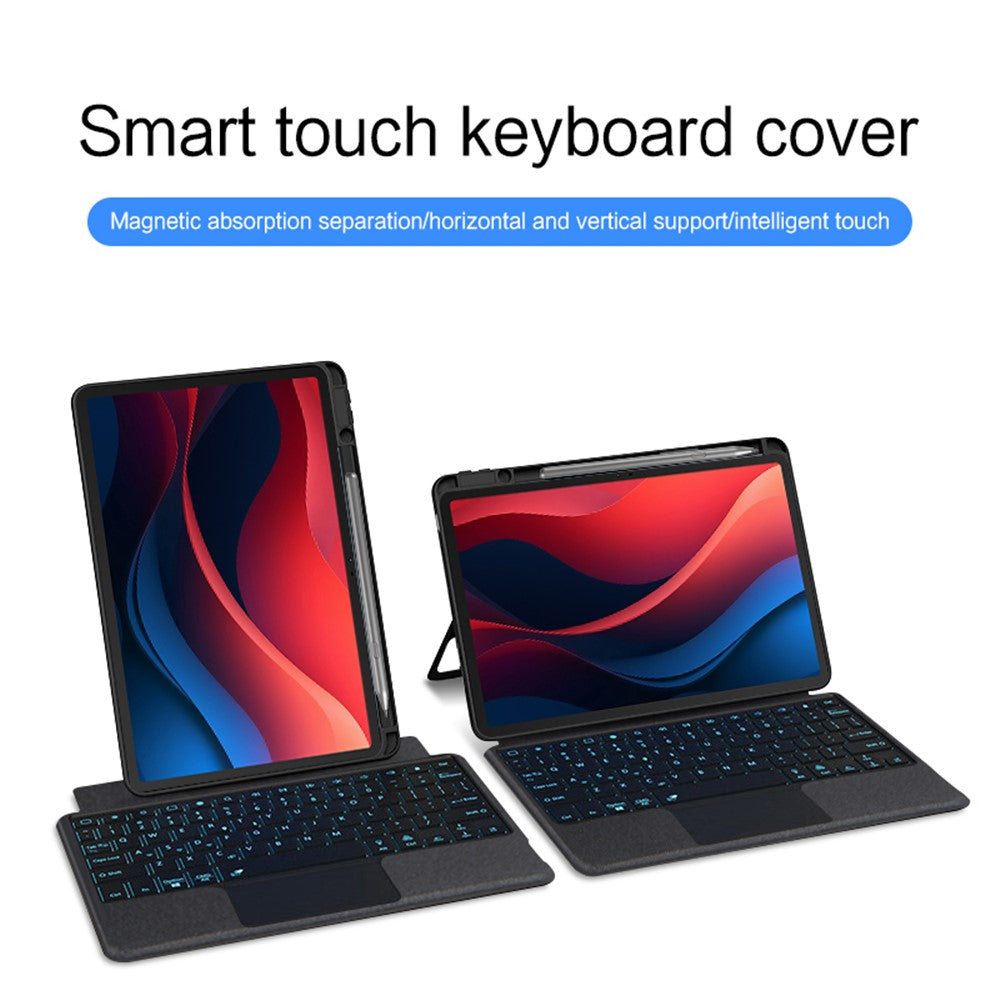 For Lenovo Tab M11 / Xiaoxin Pad 11 2024 Leather Case + Bluetooth-compatible Keyboard with Backlight Trackpad