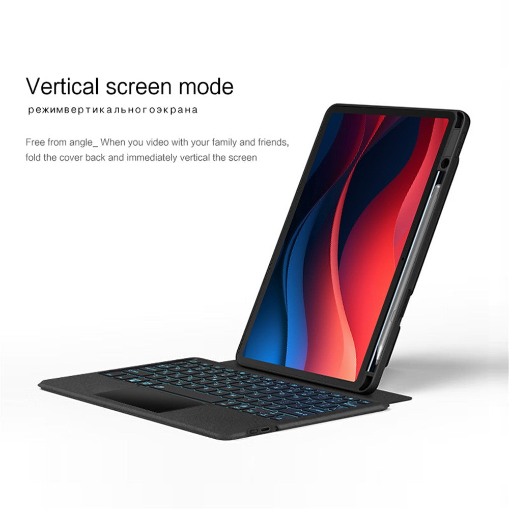 For Lenovo Tab M11 / Xiaoxin Pad 11 2024 Leather Case + Bluetooth-compatible Keyboard with Backlight Trackpad